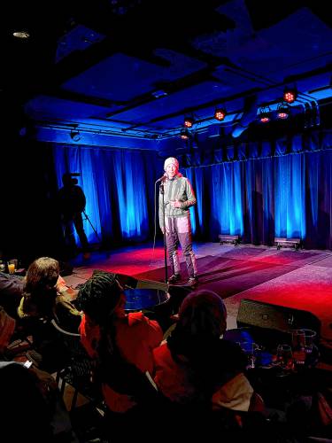 Ruthy Woodring of Northampton delivers her tale of an unusual friendship at a Valley Voices Story Slam held earlier this year at The Drake in Amherst.
