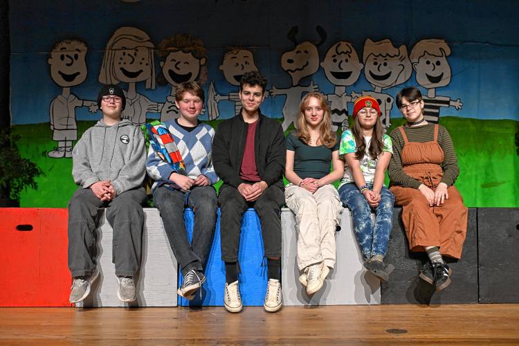Some of the cast of “You’re a Good Man, Charlie Brown” at Mohawk Trail Regional School in Buckland.