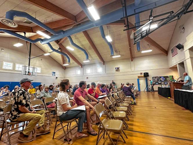 Conway Annual Town Meeting voters approved all but one of the 33 articles on the warrant on Saturday at Conway Grammar School. Conway Annual Town Meeting voters approved all but one of the 33 articles on the warrant on Saturday at Conway Grammar School.