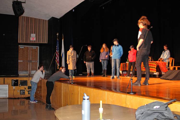 Mohawk Trail Regional School students rehearse for their upcoming performance of “And Then There Was One.”