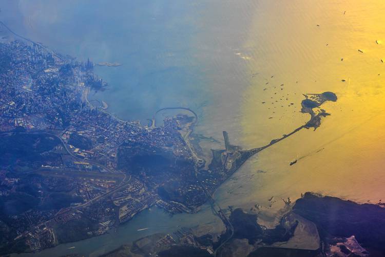  A view of Panama City and the Atlantic entrance to the Panama Canal taken on a flight from Quito, Ecuador to Miami in 2015.
