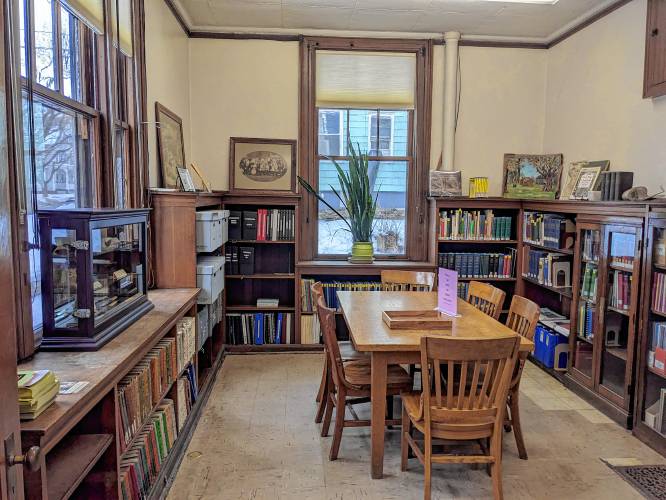 The inside of the Local History Room at the Carnegie Library at 201 Avenue A in Turners Falls. This room used to be an office space for staff, but opened this week for public use as a study and local history research space. The inside of the Local History Room at the Carnegie Library at 201 Avenue A in Turners Falls. This room used to be an office space for staff, but opened this week for public use as a study and local history research space.