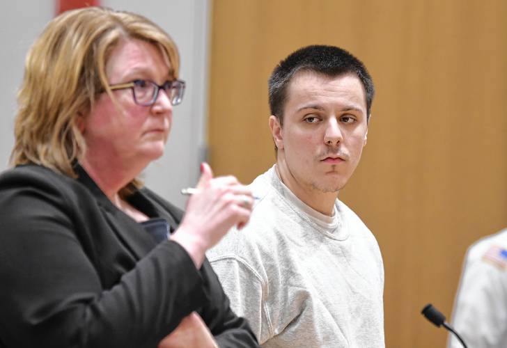 Gabe Adams, 21, in Franklin County Superior Court with his attorney Nora Leovich on Wednesday. Gabe Adams, 21, in Franklin County Superior Court with his attorney Nora Leovich on Wednesday.
