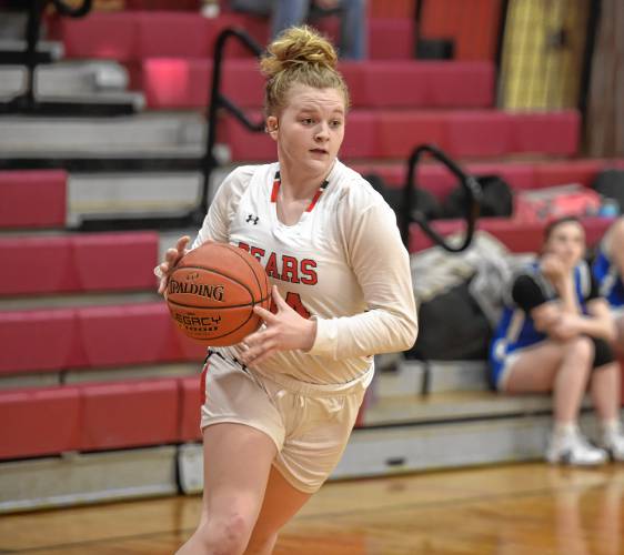 Athol's Abigayle Spooner drives to the rim against Mohawk Trail on Friday at Mallet Gymnasium in Athol. 