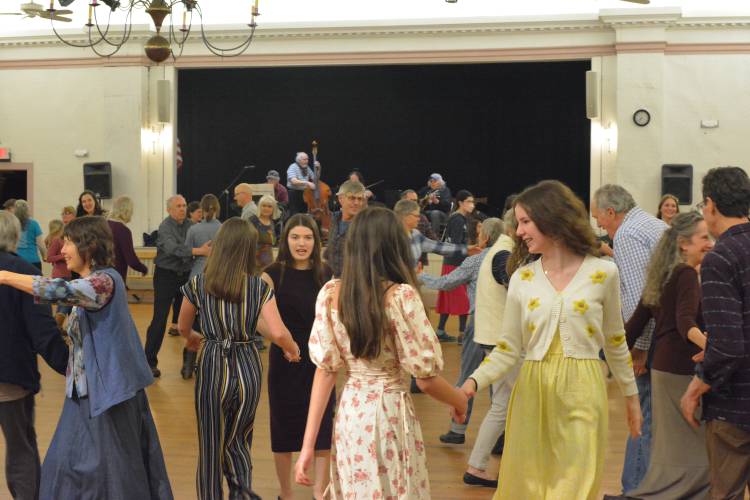 The March 22 dance at Ashfield Town Hall brought newbies and experienced dancers alike.