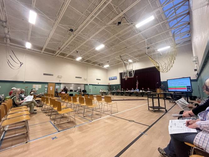 Erving voters passed all 27 articles after getting the hang of a new electronic voting system during Annual Town Meeting at Erving Elementary School on Wednesday.