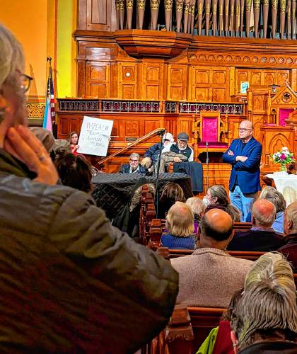 Progressive voters of western Massachusetts vented countless frustrations with the Trump administration at a coffee hour town hall hosted by U.S. Rep. Jim McGovern. Many also berated the Democratic Party for its powerless response.