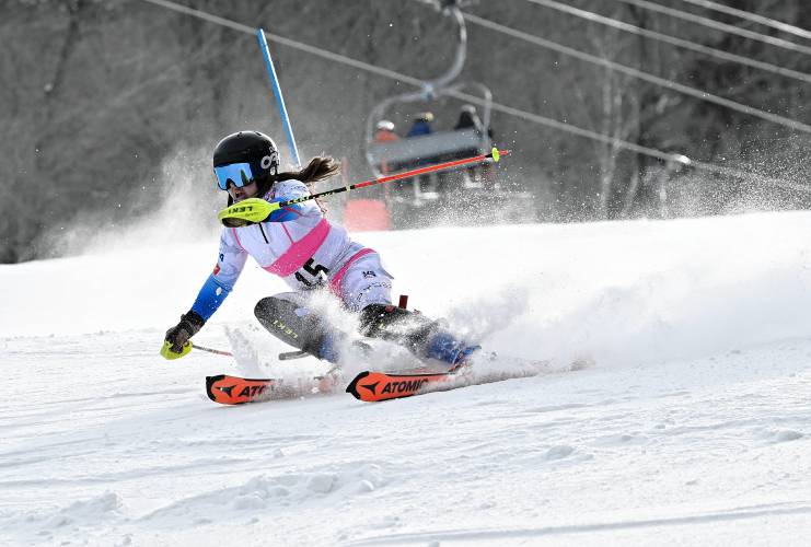 Mohawk Trail’s Addie Loomis competes in the slalom at the PVIAC Individual Championships at Berkshire East on Tuesday.