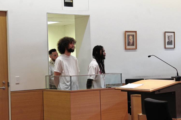 Warren Martinez (right) and Thomas Patnode (left) are being held without bail for the alleged beating and threatening of a liquor store employee in Sunderland.