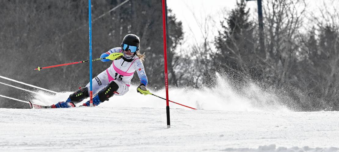 Mohawk Trail’s Addie Loomis competes in the slalom at the PVIAC Individual Championships at Berkshire East on Tuesday.