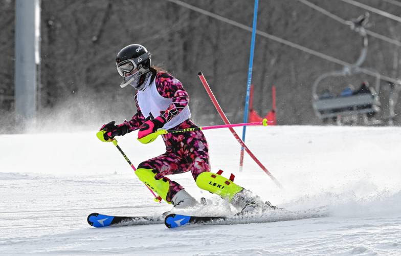 Mohawk Trail’s Brooke Koshinsky competes in the slalom at the PVIAC Individual Championships at Berkshire East on Tuesday.