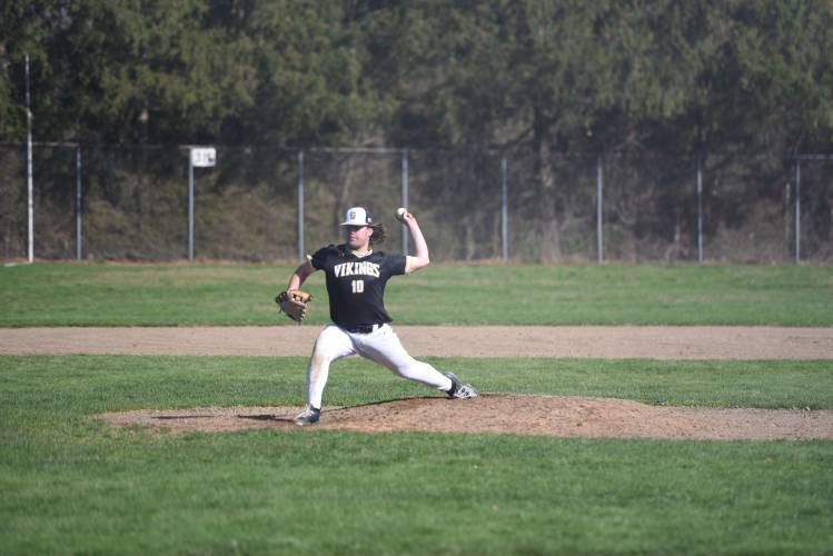Smith Vocational's James Lavallee pitches against Franklin Tech on Tuesday at Arcanum Field in Northampton. 