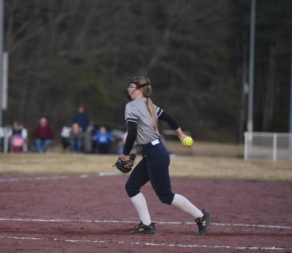 Franklin Tech's Hannah Gilbert pitches against Turners Falls on Friday at Gary Mullins Field in Turners. 