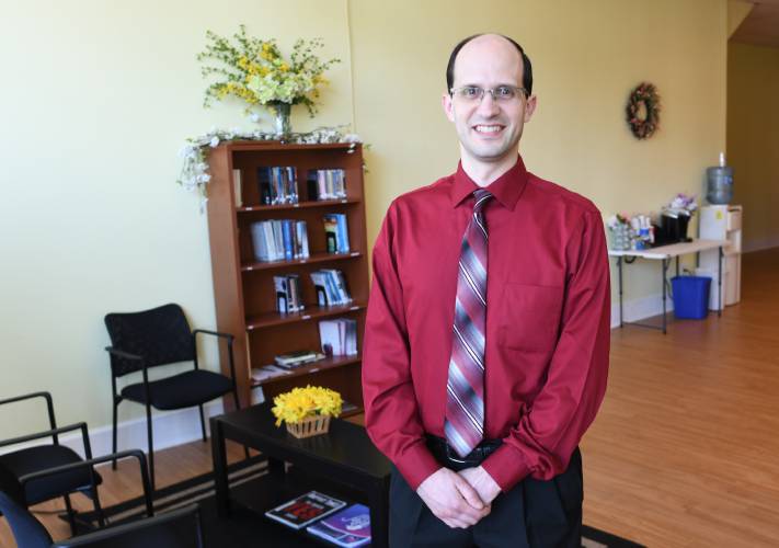 Pastor Brett Reitenbach at the Greenfield Baptist Church on Main Street. Pastor Brett Reitenbach at the Greenfield Baptist Church on Main Street.