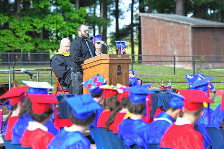 Keynote speaker Daniel Guertin addresses the graduates on Friday.
