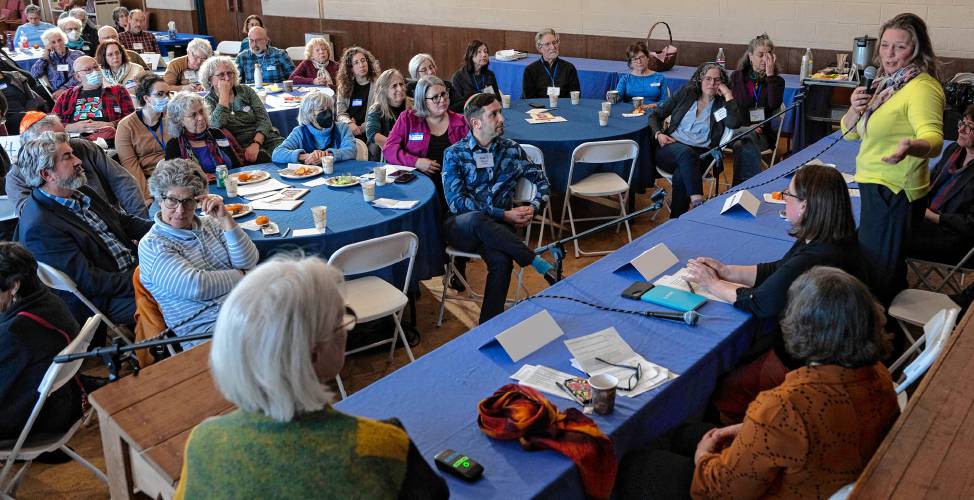 State Rep. Natalie Blais speaks Monday at the 13th annual Congregation B’nai Israel Tikkun Olam Legislative Luncheon in Northampton.