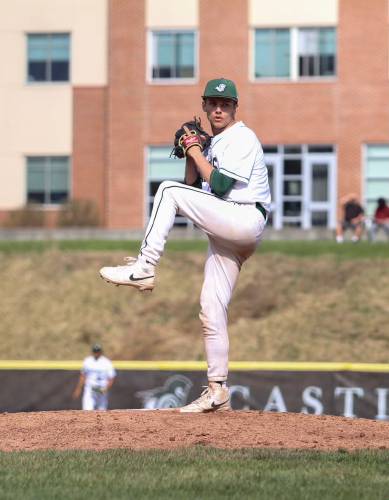 Owen Phelps pitches for Castleton University this spring. Owen Phelps pitches for Castleton University this spring.