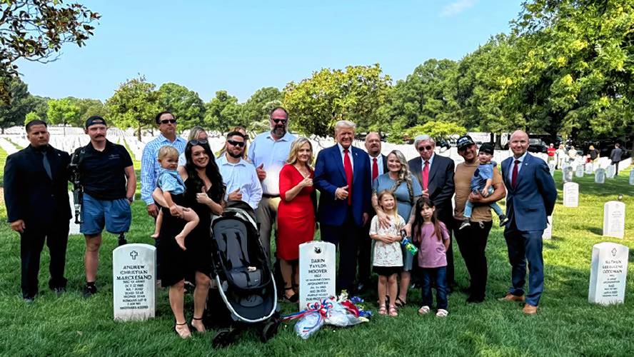 Utah Gov. Spencer Cox, who was at the graveside event on Aug. 26 with family members of a fallen U.S. service member in a restricted area in Arlington National Cemetery where photos are not allowed, posted this picture to his Twitter and Facebook accounts.