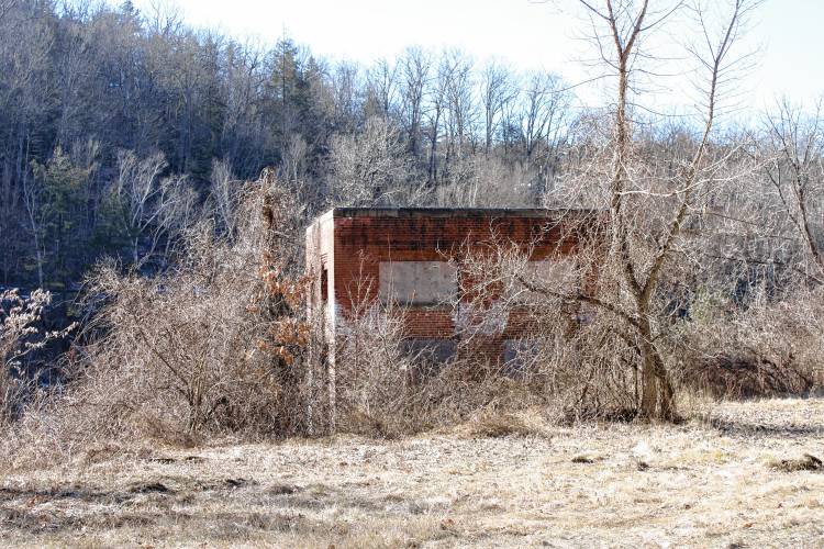 The old pump house at the former International Paper mill in Erving. 