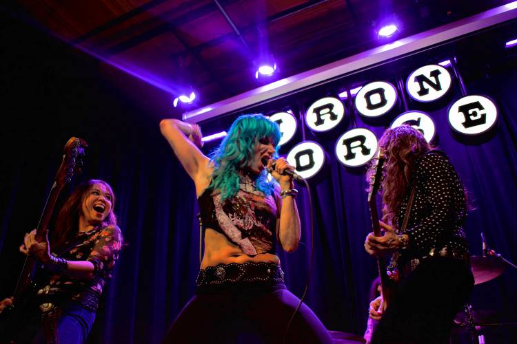 Lez Zeppelin members, from left, Joan Chew, Marlain Angelides and Steph Paynes at the Iron Horse in Northampton.