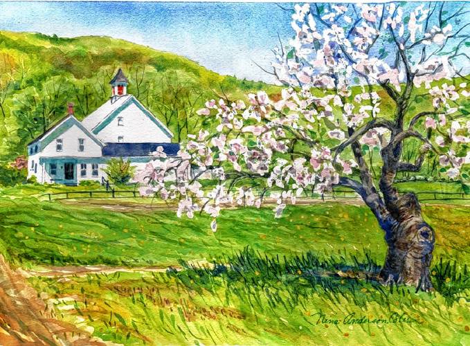 A piece by Ashfield painter Nina Anderson Coler, who will be showing her work at this year’s Bridge of Flowers Art Show & Sale. Anderson Coler is a returning artist, having also participated in the inaugural event in 2023.