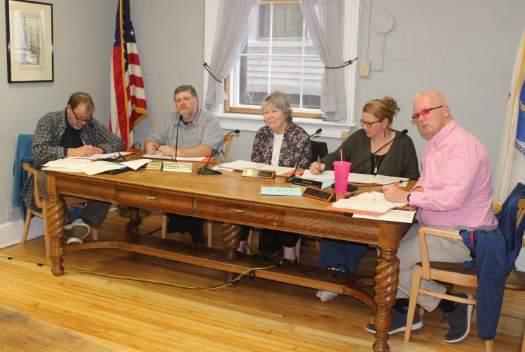 Members of the Orange Selectboard at Wednesday’s meeting.