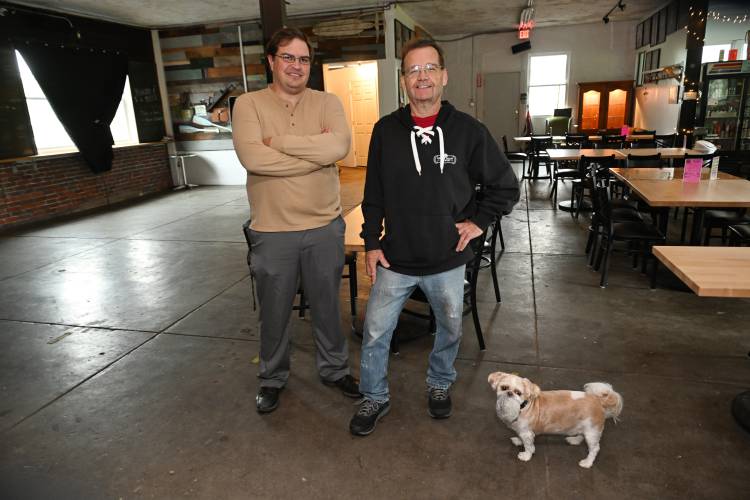 Stephen Valeski and Chris Fontaine, and Reggie the dog, have announced they will be closing Pioneer Valley Brewery at the end of May. Two bands, TSB and Jimmy Just Quit, will perform on Saturday, May 31.