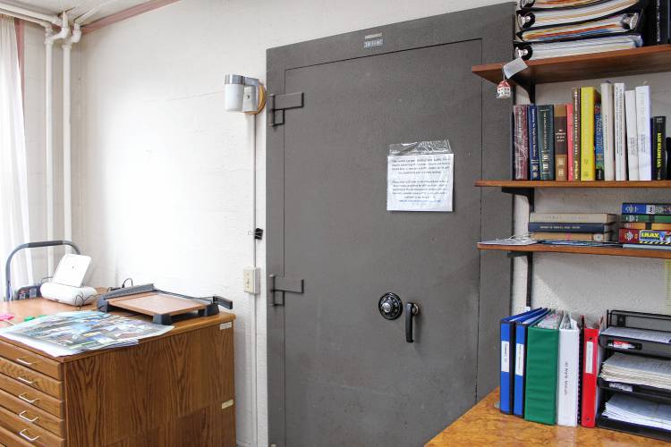 Conway’s town vault, where the vast majority of the community’s historical records are stored. Conway’s town vault, where the vast majority of the community’s historical records are stored.