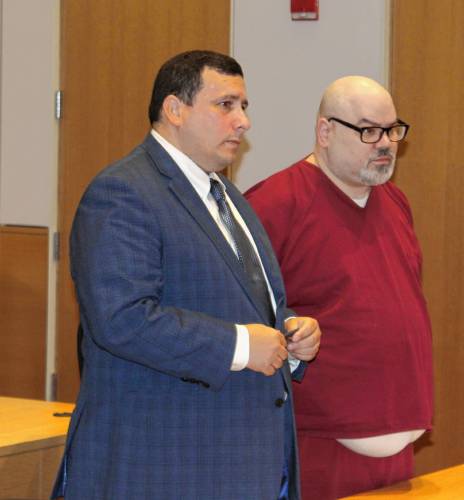 Jose Oquendo, right, stands next to his defense attorney, Isaac Mass, in Franklin County Superior Court on Thursday afternoon. Jose Oquendo, right, stands next to his defense attorney, Isaac Mass, in Franklin County Superior Court on Thursday afternoon.