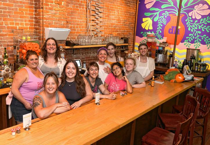 Owners and staff of the Dreamhouse restaurant on Third Street in Turners Falls.