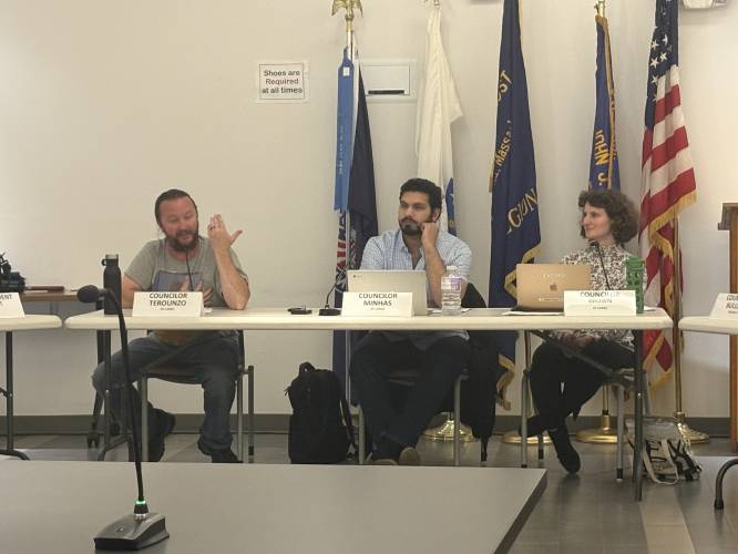 Greenfield City Council members debate a series of housing zoning amendments at a special meeting Thursday night.