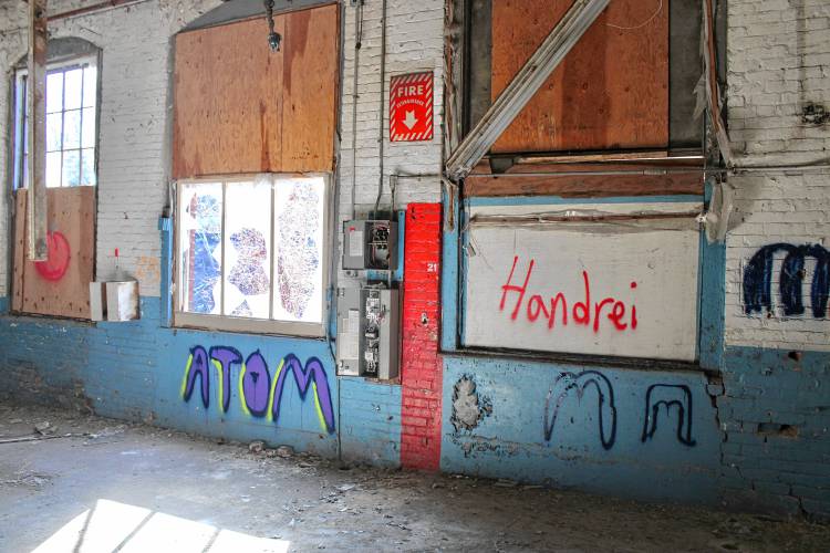 Inside of the former International Paper mill in Erving. 