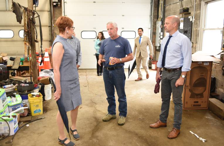 Conway’s public safety building was the subject of a legislative tour in 2022 that brought then-State Auditor Suzanne Bump, pictured at left, to Conway to explore the state of public safety complexes in western Massachusetts. The tour followed a 2021 report compiled by Bump that underscored the “critical need” for infrastructure in this region.