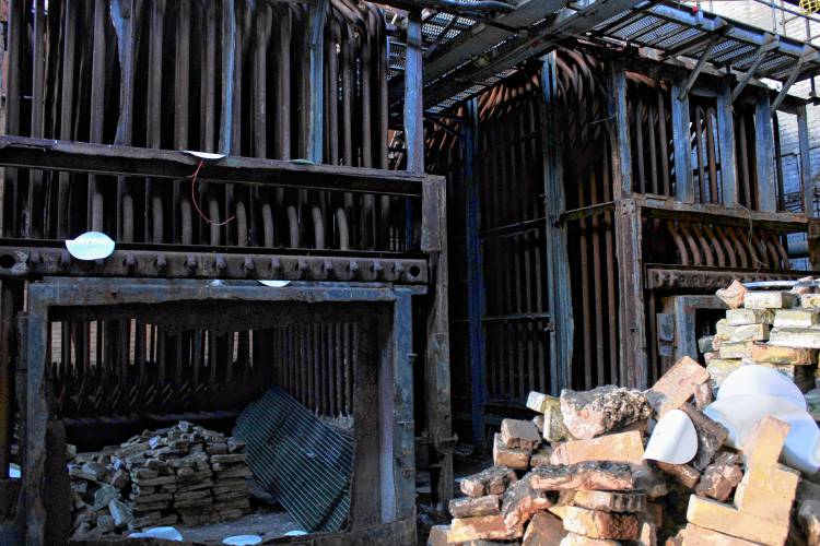 Inside of the former International Paper mill in Erving. 