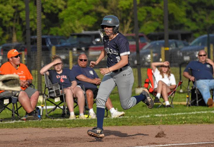 Franklin Tech’s Lilly Ross scores a run against Lenox during the Eagles’ 10-5 victory in the MIAA Division 5 Round of 16 on Tuesday at Nancy Gifford Field in Turners Falls.