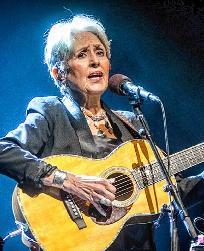 Joan Baez performs in Albany, N.Y., in 2016. Greenfield Recorder columnist Nan Parati reflects on how Baez knows how to connect us, through music, through her poetry and through the power of making every one of us feel as though we are very special.