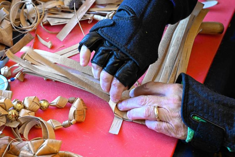 Elaine Moe of Millers Falls has taught numerous workshops and demonstrations on birch bark basketry throughout the United States.