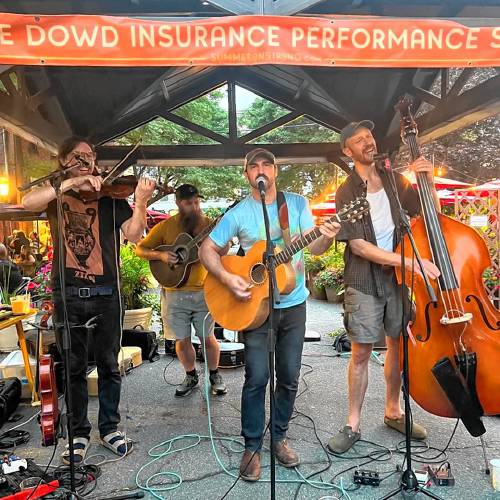 Moon Hollow is the Easthampton-based quartet of Tim Cardiello on guitar and vocals, Charlie Peckar on violin and vocals, Calvin Doiron on upright bass and vocals and Nick Paar on mandolin. They will perform this Saturday, Jan. 11, for “Souper Supper” at Warwick Town Hall.