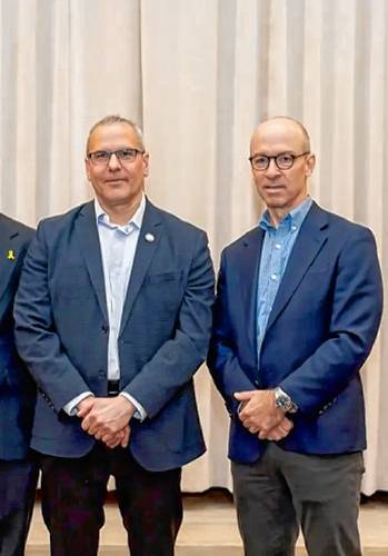 Andrew Hoffman, left, deputy regional security adviser for Secure Community Network, and Grant Mendenhall, SCN’s deputy director of operations.