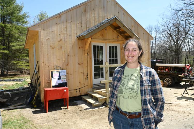Hannah Morano and her renovated farm store at Sweet Birch Herbals on Creamery Road in Ashfield. The business received a $9,350 Biz-M-Power grant, coupled with $10,000 in fundraising, that supported rebuilding the farm apothecary store.