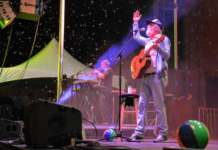 Bubbles fill the air as Cake plays the Main Stage Friday night at the Green River Festival at the Franklin County Fairgrounds.