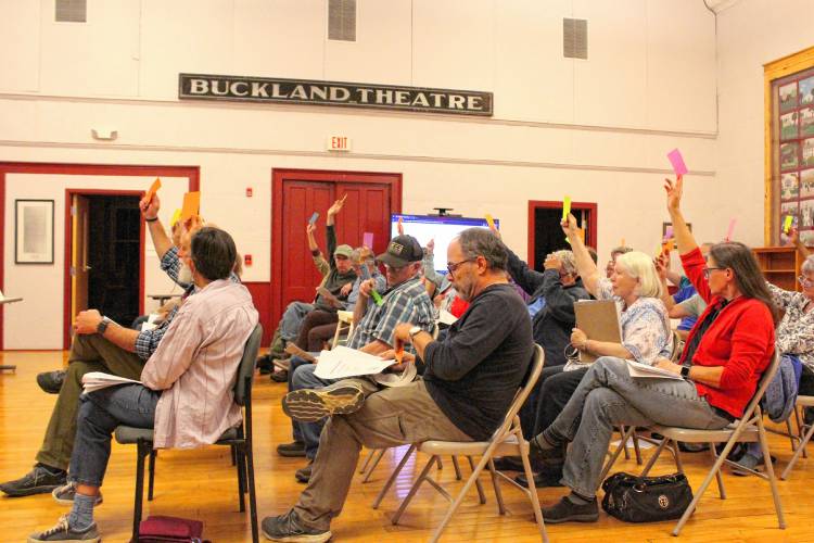 Voters at Buckland’s Special Town Meeting on Tuesday.