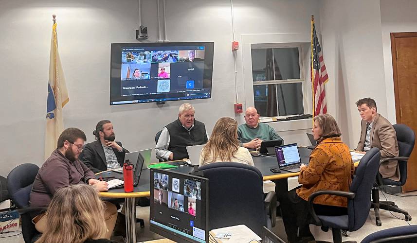 State Sen. Jo Comerford, D-Northampton, and state Rep. Natalie Blais, D-Deerfield, met with the Montague Selectboard on Monday for an annual legislative priorities discussion, with topics ranging from regionalization of services and the challenges faced by rural schools to economic development projects in Montague. State Sen. Jo Comerford, D-Northampton, and state Rep. Natalie Blais, D-Deerfield, met with the Montague Selectboard on Monday for an annual legislative priorities discussion, with topics ranging from regionalization of services and the challenges faced by rural schools to economic development projects in Montague.