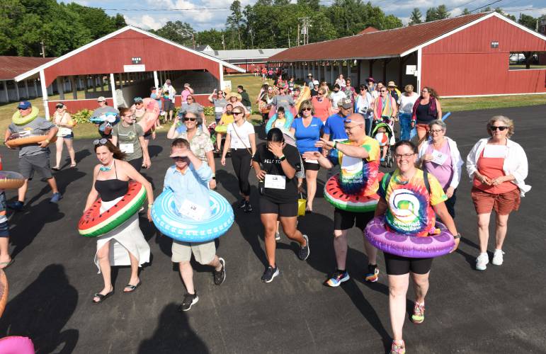 A group starts at the Big Brothers Big Sisters Point 5K fundraiser at the Franklin County Fairgrounds in 2022. The event, which is rodeo-themed this year, returns on Thursday, July 18.