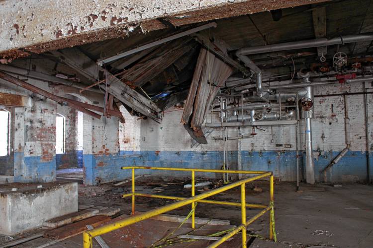 Inside of the former International Paper mill in Erving. 