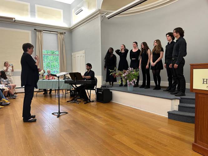 Prior to the recognition of Peacemaker Award recipients, the Northfield Mount Hermon School choir performed at the Peacemaker Awards last week at the Deerfield Community Center.
