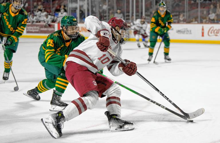 Dans Locmelis and the UMass hockey team captured a 4-3 win over Merrimack on Friday night. Dans Locmelis and the UMass hockey team captured a 4-3 win over Merrimack on Friday night.