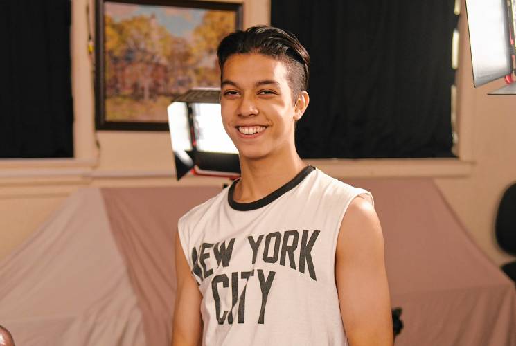 Frontier Regional School student Connor Mabius is directing the film “Averted,” which is being filmed in part at Frontier Community Access Television  (FCAT)’s studios in the Sunderland Town Offices.