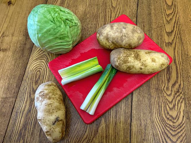 I first tasted Colcannon at the late lamented Green Emporium in Colrain. There, Chef Michael Collins cooked it to pay tribute to his own Irish ancestry — and to Colrain’s sister town in Ireland, Coleraine. It’s perfect comfort food at this time of year when the winds can blow ridiculously fiercely.