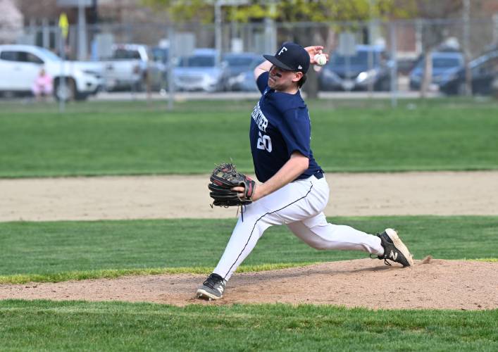 Frontier’s Joey Hutkoski pitches against Greenfield at Veterans Field in Greenfield on Thursday. 